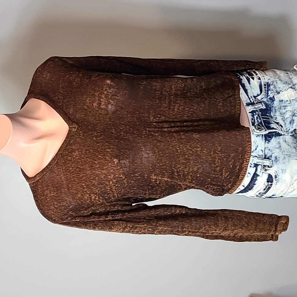 Vintage‎ 90s Brown Goblincore Academia Knit Sweater Grunge Womens SP Earthy - Picture 5 of 9